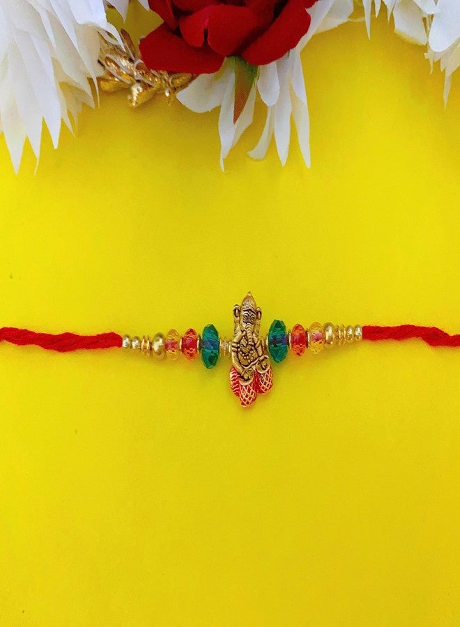 Sesonby Bhai Bhabhi Rakhi With Ganesh Moli Thread Rakhi Roli Chawal Dholak For Brother kids boys and girls - Image 2